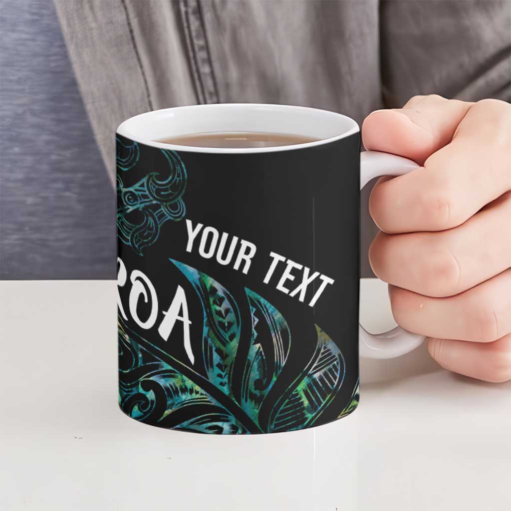 Aotearoa Personalized Lawn Bowls Maori Ceramic Mug New Zealand Paua Shell Tribal Silver Fern - Aussie Hoodie