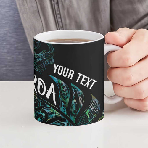 Aotearoa Personalized Lawn Bowls Maori Ceramic Mug New Zealand Paua Shell Tribal Silver Fern - Aussie Hoodie