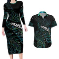 Aotearoa Personalized Lawn Bowls Maori Couples Matching Long Sleeve Bodycon Dress and Hawaiian Shirt New Zealand Paua Shell Tribal Silver Fern - Aussie Hoodie