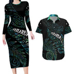Aotearoa Personalized Lawn Bowls Maori Couples Matching Long Sleeve Bodycon Dress and Hawaiian Shirt New Zealand Paua Shell Tribal Silver Fern - Aussie Hoodie