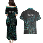 Aotearoa Personalized Lawn Bowls Maori Couples Matching Puletasi and Hawaiian Shirt New Zealand Paua Shell Tribal Silver Fern - Aussie Hoodie