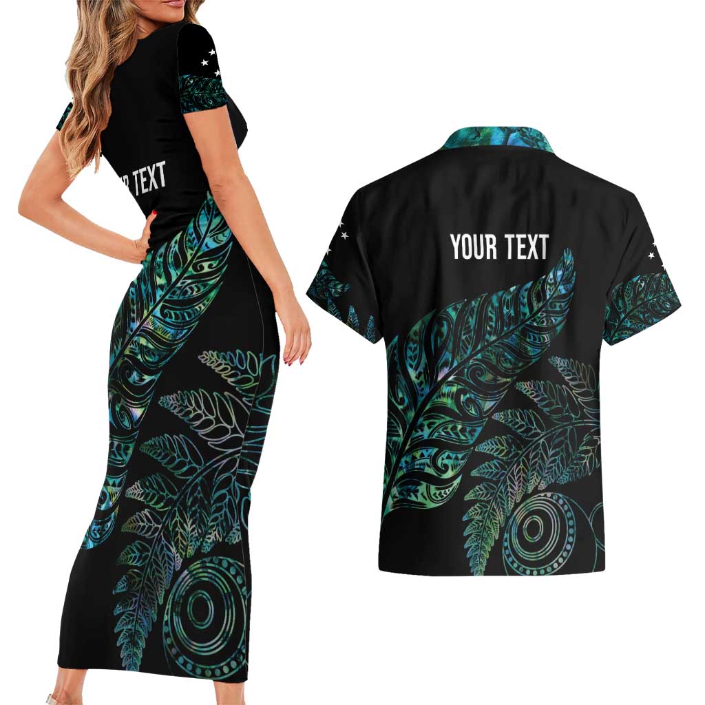 Aotearoa Personalized Lawn Bowls Maori Couples Matching Short Sleeve Bodycon Dress and Hawaiian Shirt New Zealand Paua Shell Tribal Silver Fern - Aussie Hoodie