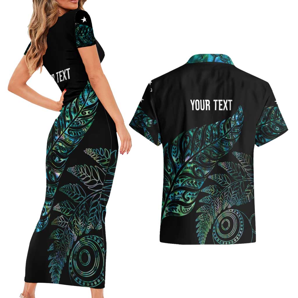 Aotearoa Personalized Lawn Bowls Maori Couples Matching Short Sleeve Bodycon Dress and Hawaiian Shirt New Zealand Paua Shell Tribal Silver Fern - Aussie Hoodie