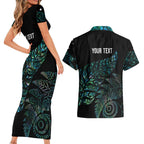 Aotearoa Personalized Lawn Bowls Maori Couples Matching Short Sleeve Bodycon Dress and Hawaiian Shirt New Zealand Paua Shell Tribal Silver Fern - Aussie Hoodie