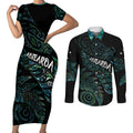 Aotearoa Personalized Lawn Bowls Maori Couples Matching Short Sleeve Bodycon Dress and Long Sleeve Button Shirt New Zealand Paua Shell Tribal Silver Fern - Aussie Hoodie