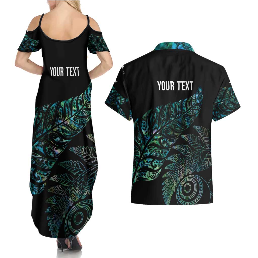 Aotearoa Personalized Lawn Bowls Maori Couples Matching Summer Maxi Dress and Hawaiian Shirt New Zealand Paua Shell Tribal Silver Fern - Aussie Hoodie