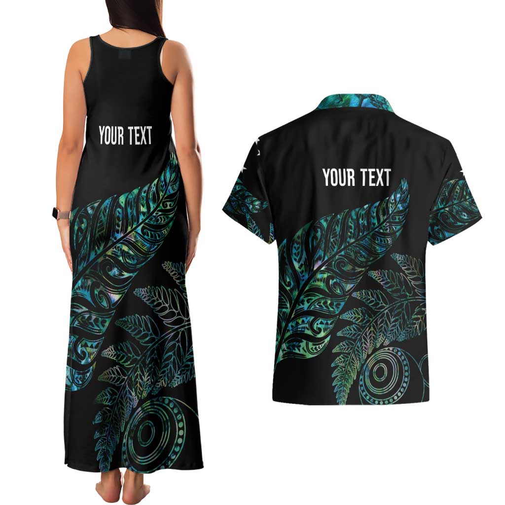 Aotearoa Personalized Lawn Bowls Maori Couples Matching Tank Maxi Dress and Hawaiian Shirt New Zealand Paua Shell Tribal Silver Fern - Aussie Hoodie