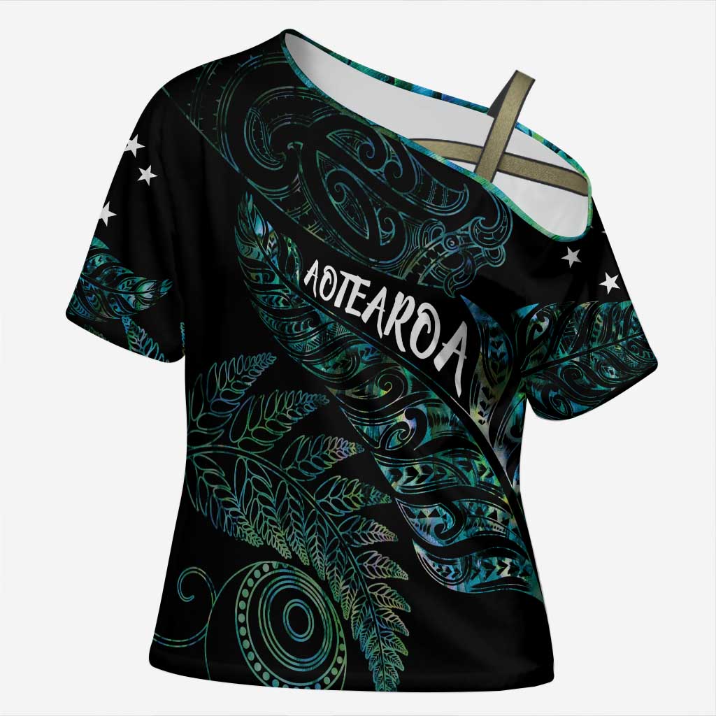 Aotearoa Personalized Lawn Bowls Maori Cross Shoulder Shirt New Zealand Paua Shell Tribal Silver Fern - Aussie Hoodie