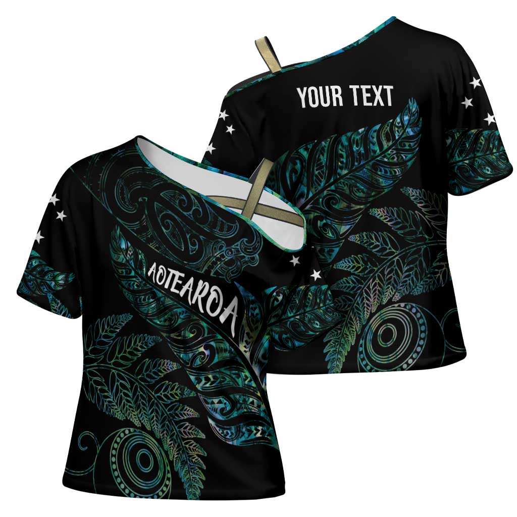 Aotearoa Personalized Lawn Bowls Maori Cross Shoulder Shirt New Zealand Paua Shell Tribal Silver Fern - Aussie Hoodie