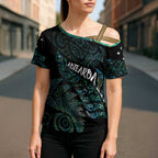 Aotearoa Personalized Lawn Bowls Maori Cross Shoulder Shirt New Zealand Paua Shell Tribal Silver Fern - Aussie Hoodie