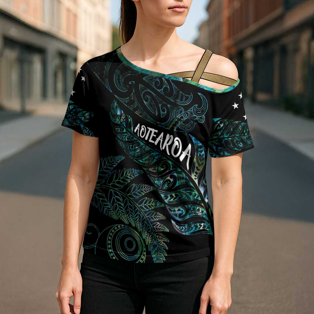 Aotearoa Personalized Lawn Bowls Maori Cross Shoulder Shirt New Zealand Paua Shell Tribal Silver Fern - Aussie Hoodie