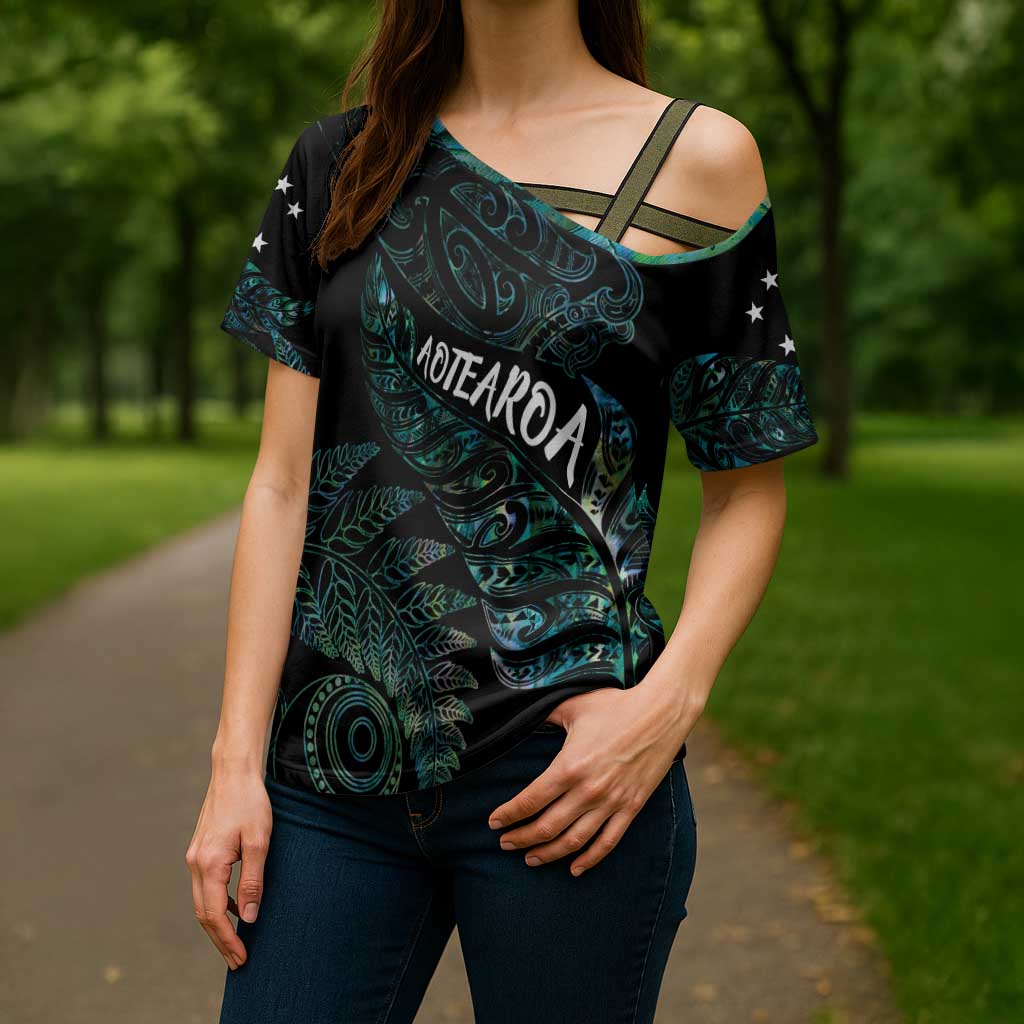Aotearoa Personalized Lawn Bowls Maori Cross Shoulder Shirt New Zealand Paua Shell Tribal Silver Fern - Aussie Hoodie