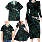 Aotearoa Personalized Lawn Bowls Maori Family Matching Long Sleeve Bodycon Dress and Hawaiian Shirt New Zealand Paua Shell Tribal Silver Fern - Aussie Hoodie