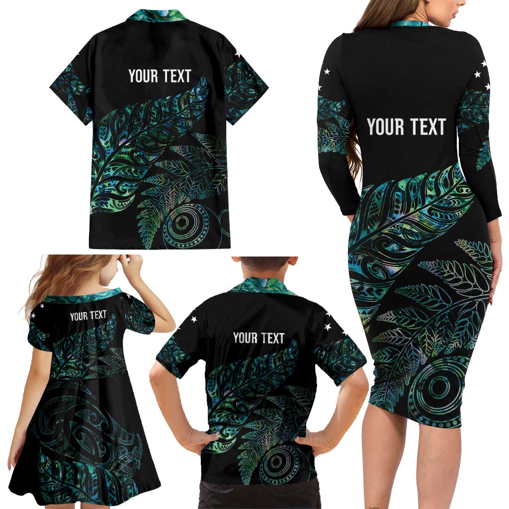 Aotearoa Personalized Lawn Bowls Maori Family Matching Long Sleeve Bodycon Dress and Hawaiian Shirt New Zealand Paua Shell Tribal Silver Fern - Aussie Hoodie