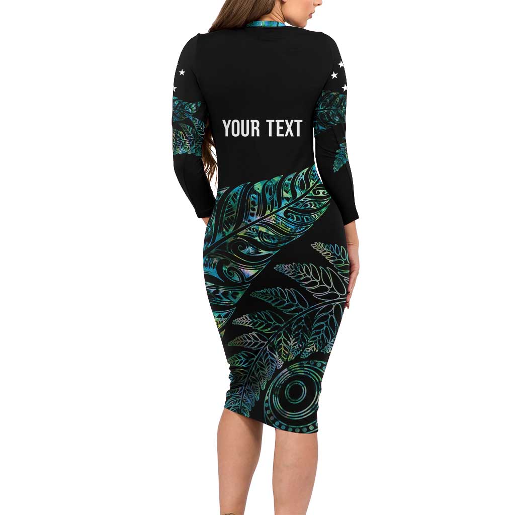 Aotearoa Personalized Lawn Bowls Maori Family Matching Long Sleeve Bodycon Dress and Hawaiian Shirt New Zealand Paua Shell Tribal Silver Fern - Aussie Hoodie