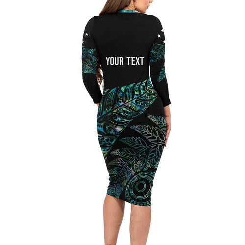 Aotearoa Personalized Lawn Bowls Maori Family Matching Long Sleeve Bodycon Dress and Hawaiian Shirt New Zealand Paua Shell Tribal Silver Fern - Aussie Hoodie