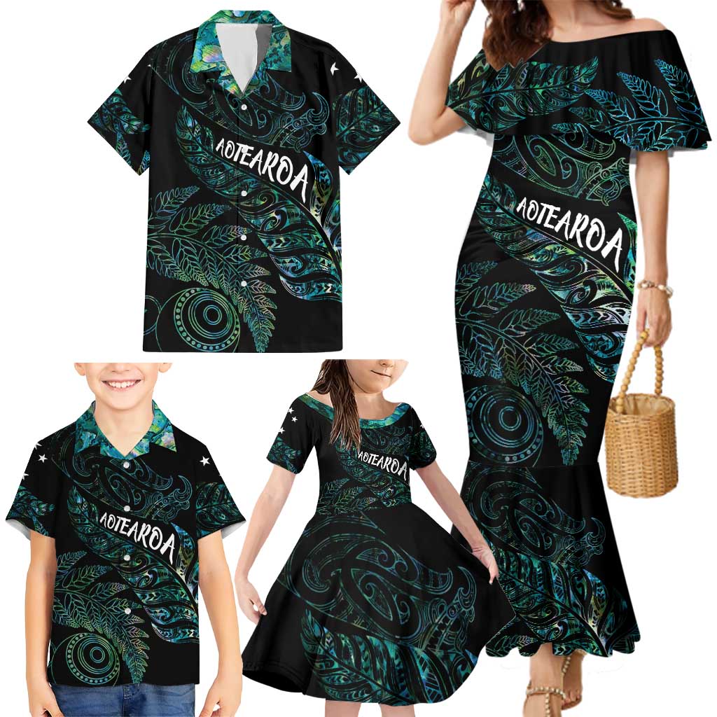 Aotearoa Personalized Lawn Bowls Maori Family Matching Mermaid Dress and Hawaiian Shirt New Zealand Paua Shell Tribal Silver Fern - Aussie Hoodie