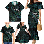 Aotearoa Personalized Lawn Bowls Maori Family Matching Mermaid Dress and Hawaiian Shirt New Zealand Paua Shell Tribal Silver Fern - Aussie Hoodie