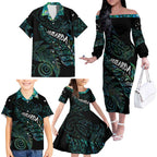 Aotearoa Personalized Lawn Bowls Maori Family Matching Off The Shoulder Long Sleeve Dress and Hawaiian Shirt New Zealand Paua Shell Tribal Silver Fern - Aussie Hoodie