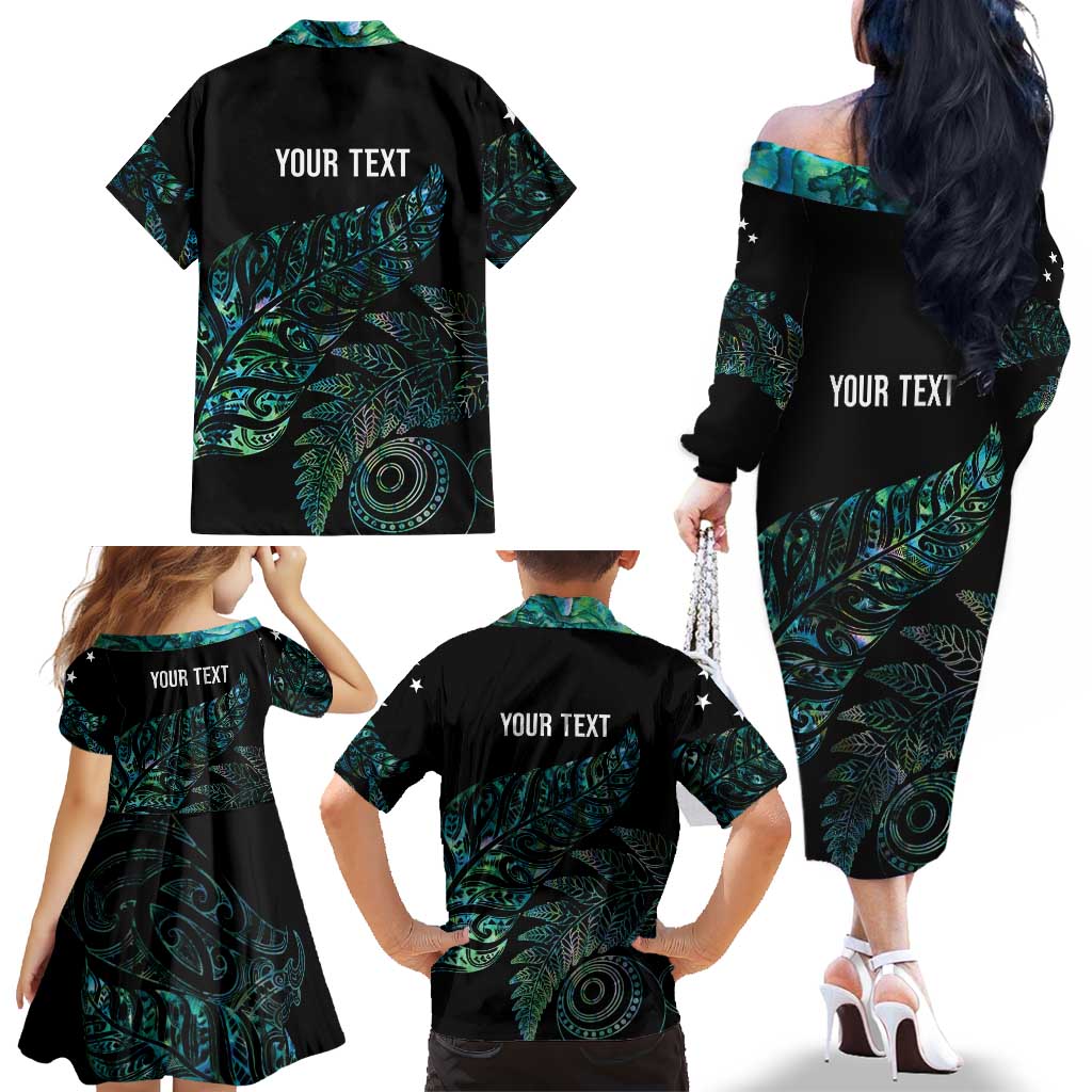 Aotearoa Personalized Lawn Bowls Maori Family Matching Off The Shoulder Long Sleeve Dress and Hawaiian Shirt New Zealand Paua Shell Tribal Silver Fern - Aussie Hoodie