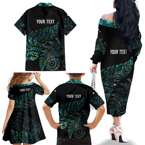 Aotearoa Personalized Lawn Bowls Maori Family Matching Off The Shoulder Long Sleeve Dress and Hawaiian Shirt New Zealand Paua Shell Tribal Silver Fern - Aussie Hoodie