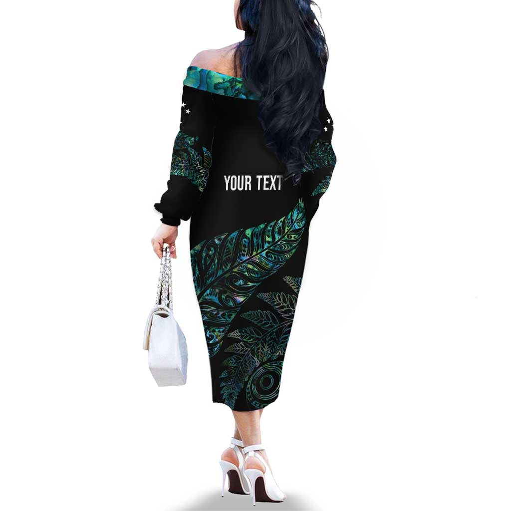 Aotearoa Personalized Lawn Bowls Maori Family Matching Off The Shoulder Long Sleeve Dress and Hawaiian Shirt New Zealand Paua Shell Tribal Silver Fern - Aussie Hoodie
