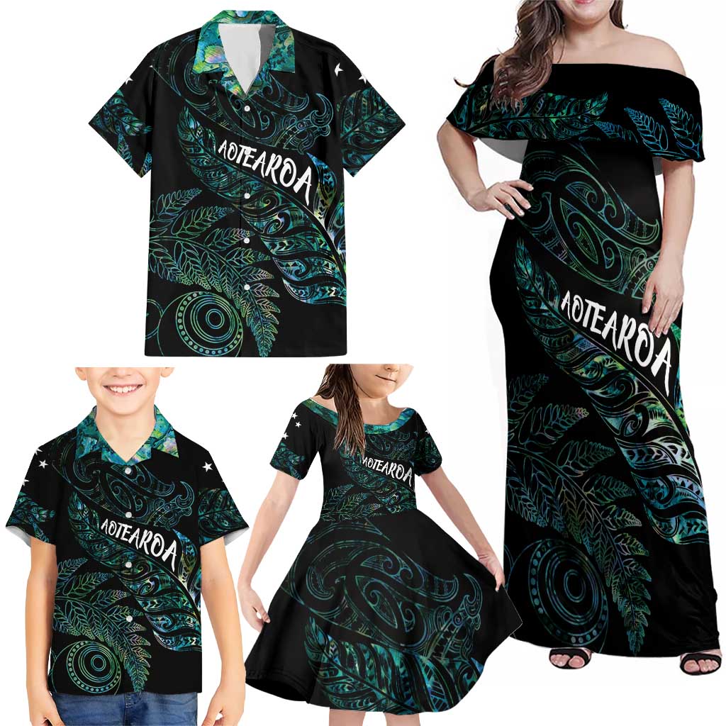 Aotearoa Personalized Lawn Bowls Maori Family Matching Off Shoulder Maxi Dress and Hawaiian Shirt New Zealand Paua Shell Tribal Silver Fern - Aussie Hoodie
