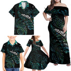 Aotearoa Personalized Lawn Bowls Maori Family Matching Off Shoulder Maxi Dress and Hawaiian Shirt New Zealand Paua Shell Tribal Silver Fern - Aussie Hoodie