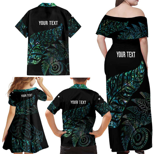 Aotearoa Personalized Lawn Bowls Maori Family Matching Off Shoulder Maxi Dress and Hawaiian Shirt New Zealand Paua Shell Tribal Silver Fern - Aussie Hoodie
