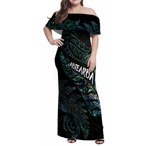 Aotearoa Personalized Lawn Bowls Maori Family Matching Off Shoulder Maxi Dress and Hawaiian Shirt New Zealand Paua Shell Tribal Silver Fern - Aussie Hoodie