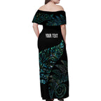 Aotearoa Personalized Lawn Bowls Maori Family Matching Off Shoulder Maxi Dress and Hawaiian Shirt New Zealand Paua Shell Tribal Silver Fern - Aussie Hoodie