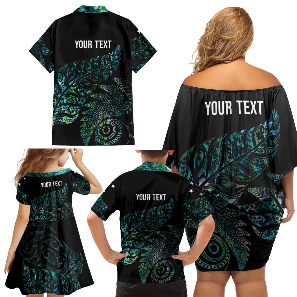 Aotearoa Personalized Lawn Bowls Maori Family Matching Off Shoulder Short Dress and Hawaiian Shirt New Zealand Paua Shell Tribal Silver Fern - Aussie Hoodie