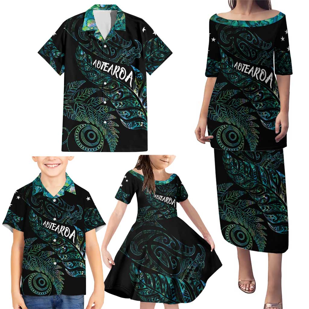 Aotearoa Personalized Lawn Bowls Maori Family Matching Puletasi and Hawaiian Shirt New Zealand Paua Shell Tribal Silver Fern - Aussie Hoodie