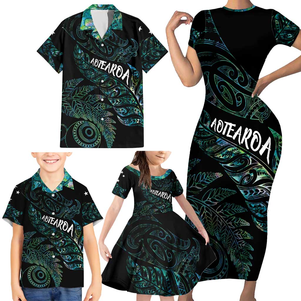 Aotearoa Personalized Lawn Bowls Maori Family Matching Short Sleeve Bodycon Dress and Hawaiian Shirt New Zealand Paua Shell Tribal Silver Fern - Aussie Hoodie