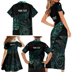 Aotearoa Personalized Lawn Bowls Maori Family Matching Short Sleeve Bodycon Dress and Hawaiian Shirt New Zealand Paua Shell Tribal Silver Fern - Aussie Hoodie