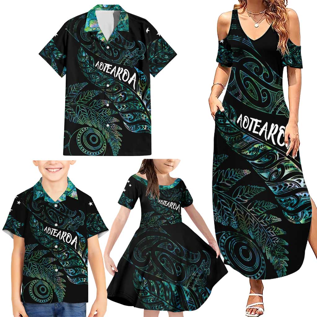 Aotearoa Personalized Lawn Bowls Maori Family Matching Summer Maxi Dress and Hawaiian Shirt New Zealand Paua Shell Tribal Silver Fern - Aussie Hoodie