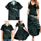 Aotearoa Personalized Lawn Bowls Maori Family Matching Summer Maxi Dress and Hawaiian Shirt New Zealand Paua Shell Tribal Silver Fern - Aussie Hoodie