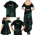 Aotearoa Personalized Lawn Bowls Maori Family Matching Summer Maxi Dress and Hawaiian Shirt New Zealand Paua Shell Tribal Silver Fern - Aussie Hoodie