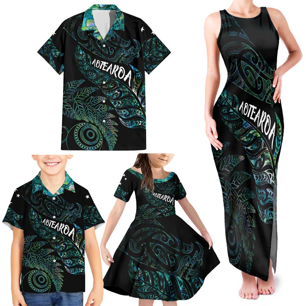 Aotearoa Personalized Lawn Bowls Maori Family Matching Tank Maxi Dress and Hawaiian Shirt New Zealand Paua Shell Tribal Silver Fern - Aussie Hoodie