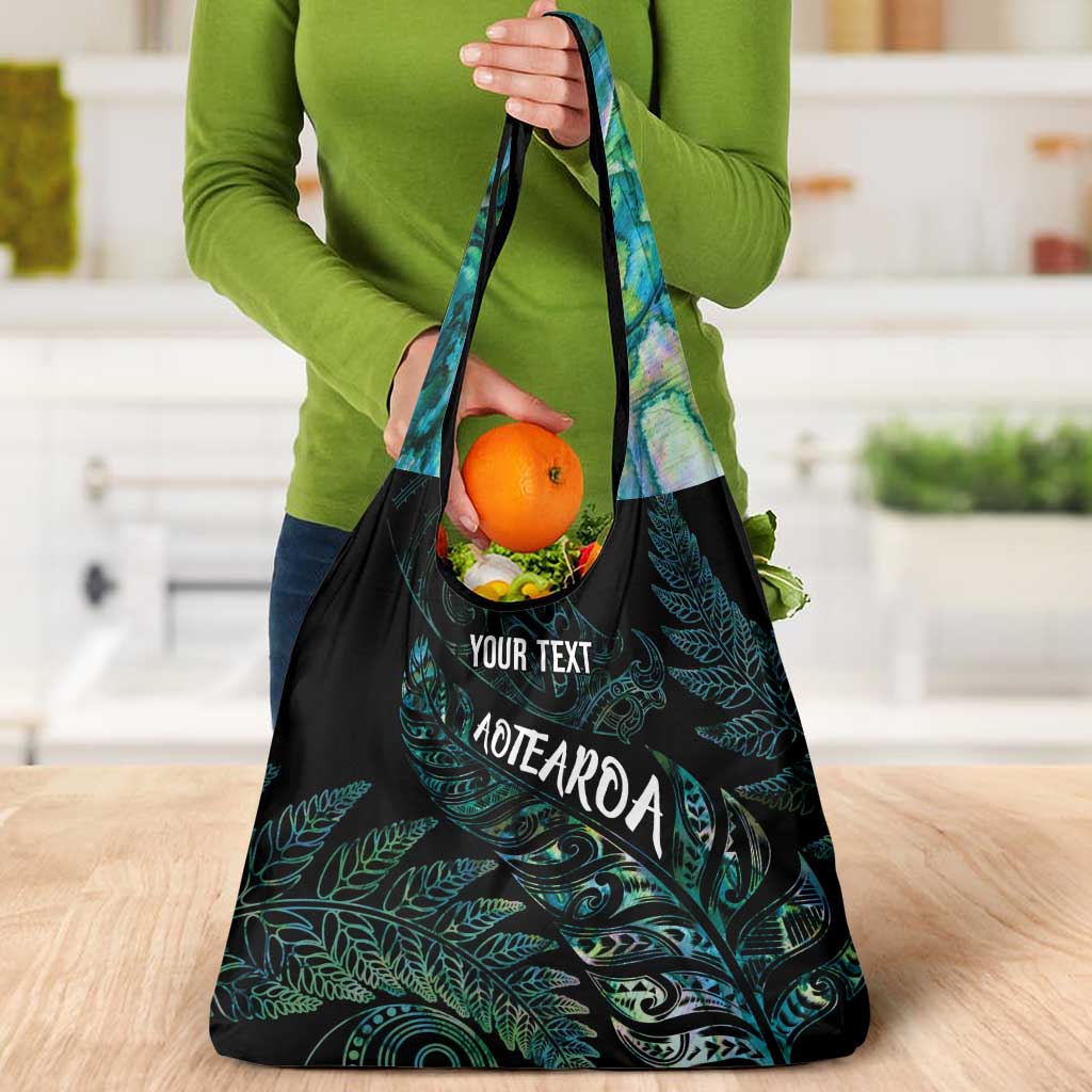 Aotearoa Personalized Lawn Bowls Maori Grocery Bag New Zealand Paua Shell Tribal Silver Fern - Aussie Hoodie