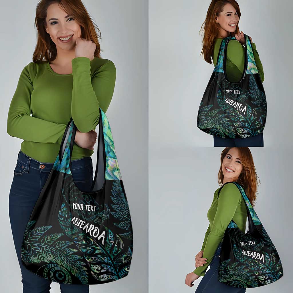 Aotearoa Personalized Lawn Bowls Maori Grocery Bag New Zealand Paua Shell Tribal Silver Fern - Aussie Hoodie