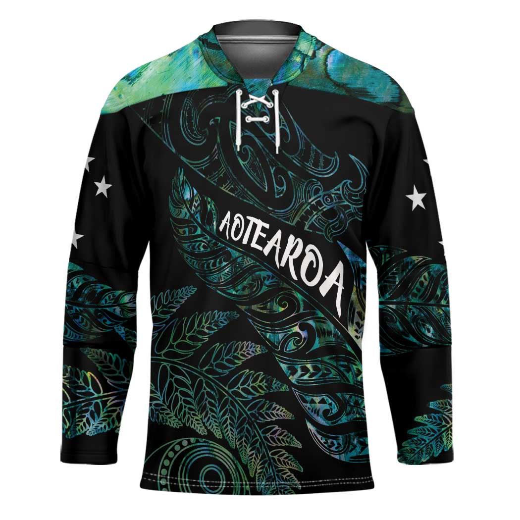 Aotearoa Personalized Lawn Bowls Maori Hockey Jersey New Zealand Paua Shell Tribal Silver Fern - Aussie Hoodie