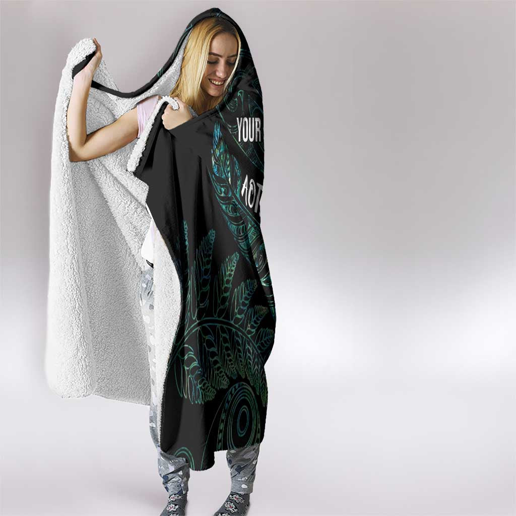 Aotearoa Personalized Lawn Bowls Maori Hooded Blanket New Zealand Paua Shell Tribal Silver Fern - Aussie Hoodie