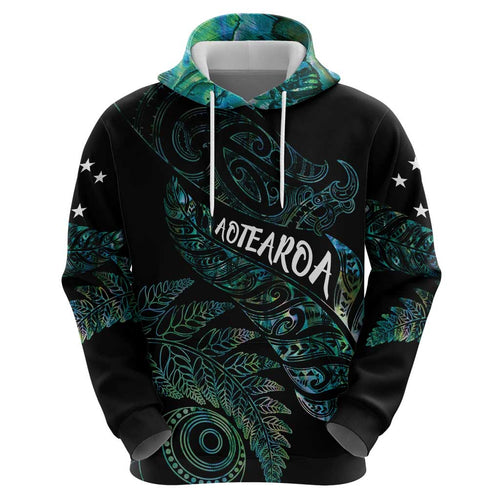 Aotearoa Personalized Lawn Bowls Maori Hoodie New Zealand Paua Shell Tribal Silver Fern - Aussie Hoodie