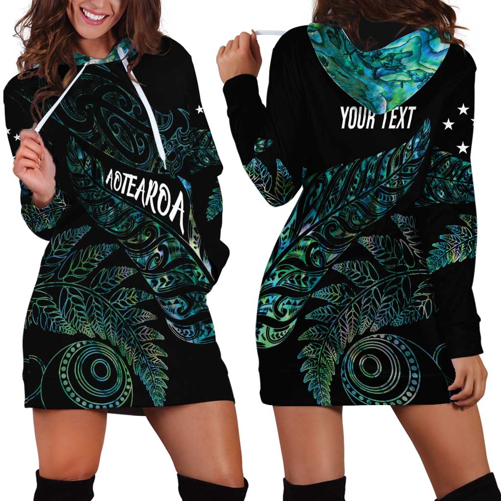Aotearoa Personalized Lawn Bowls Maori Hoodie Dress New Zealand Paua Shell Tribal Silver Fern - Aussie Hoodie
