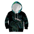 Aotearoa Personalized Lawn Bowls Maori Kid Hoodie New Zealand Paua Shell Tribal Silver Fern - Aussie Hoodie