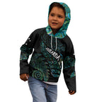 Aotearoa Personalized Lawn Bowls Maori Kid Hoodie New Zealand Paua Shell Tribal Silver Fern - Aussie Hoodie