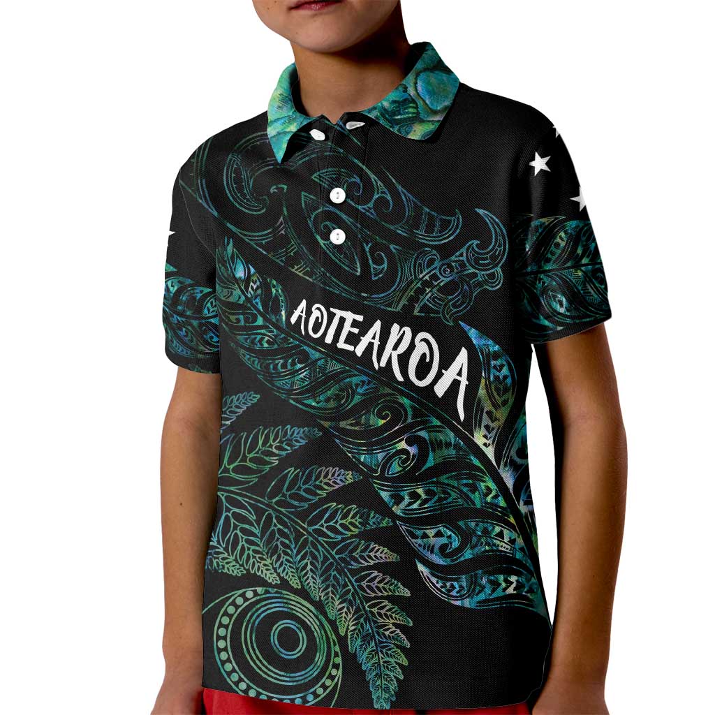 Aotearoa Personalized Lawn Bowls Maori Kid Polo Shirt New Zealand Paua Shell Tribal Silver Fern - Aussie Hoodie