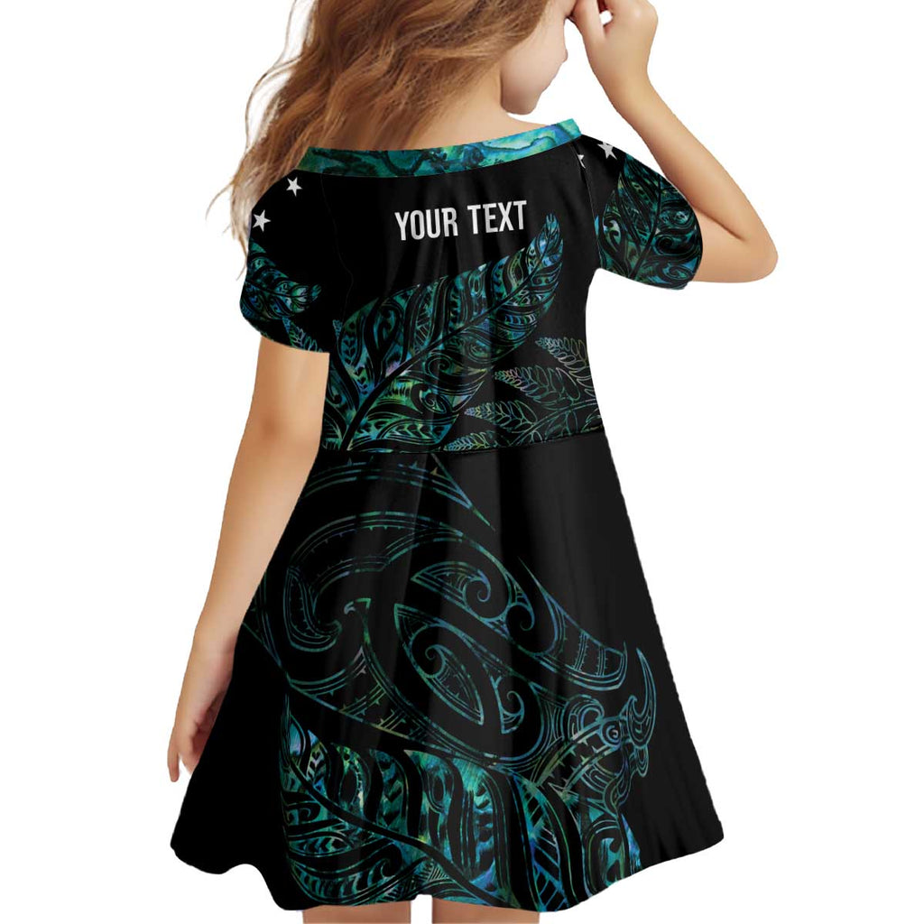 Aotearoa Personalized Lawn Bowls Maori Kid Short Sleeve Dress New Zealand Paua Shell Tribal Silver Fern - Aussie Hoodie