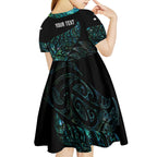 Aotearoa Personalized Lawn Bowls Maori Kid Short Sleeve Dress New Zealand Paua Shell Tribal Silver Fern - Aussie Hoodie